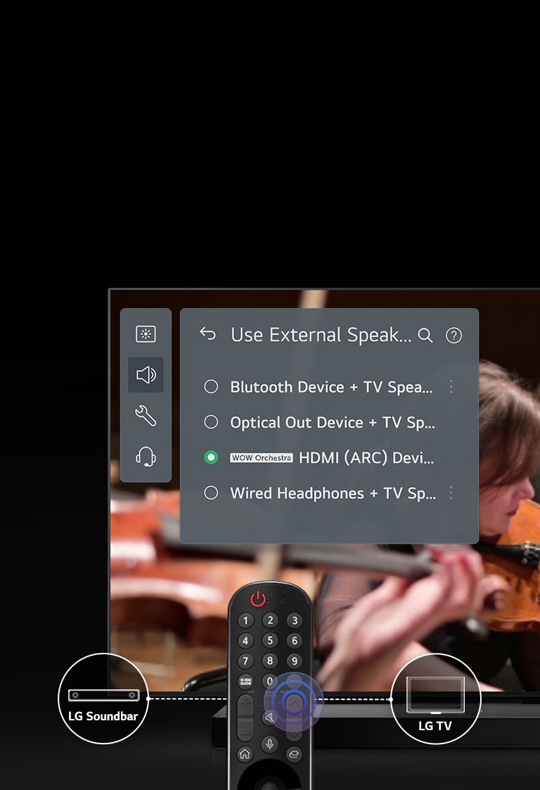 Televizoriaus ekrane rodoma sąsaja nuostatoms keisti.
