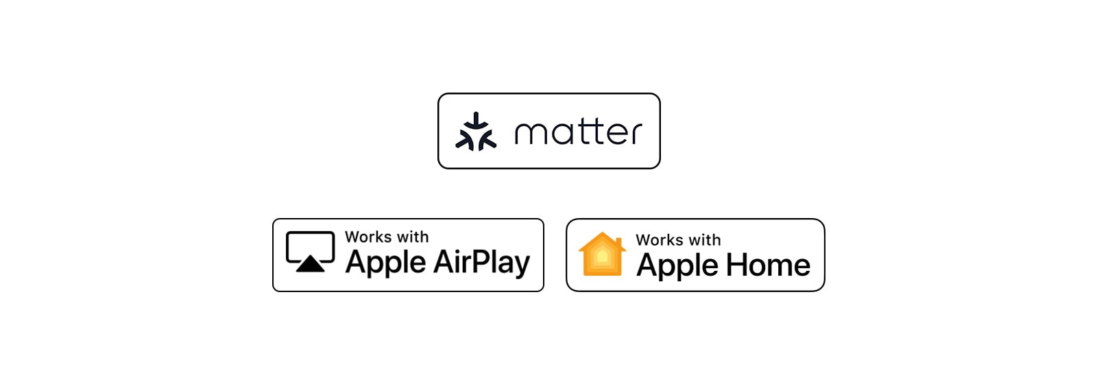 „Hey Google“ logotipas Logotipas „Works with Apple AirPlay“ Logotipas „Works with Apple Home“