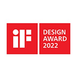 „reddot“ dizaino apdovanojimo logotipas, „iF“ dizaino apdovanojimo logotipas ir „Trusted Reviews“ logotipas.