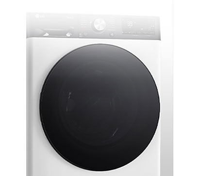 Aiškus skalbyklės su grūdintojo stiklo durelėmis vaizdas.