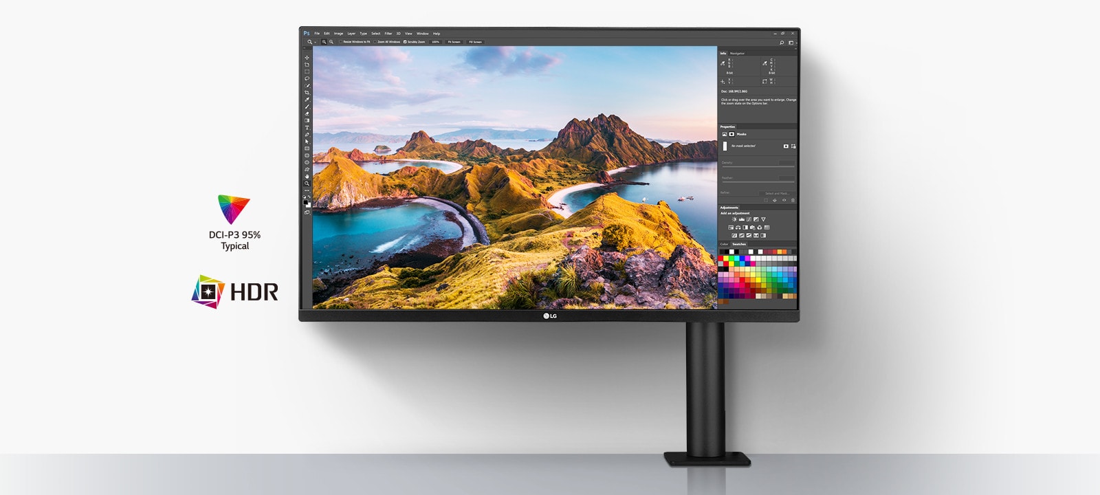 UHD 4K IPS ekranas: UHD 4K IPS ekranas: Ryškus ir didelis ekranas, suteikiantis komfortišką vaizdą, 31,5 in. IPS ekranas, DCI-P3 95 % Typical, HDR.