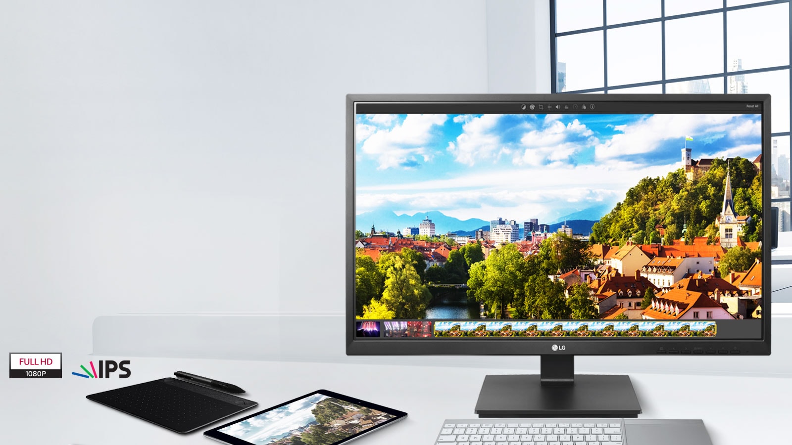 „Full HD“ IPS ekranas<br>1