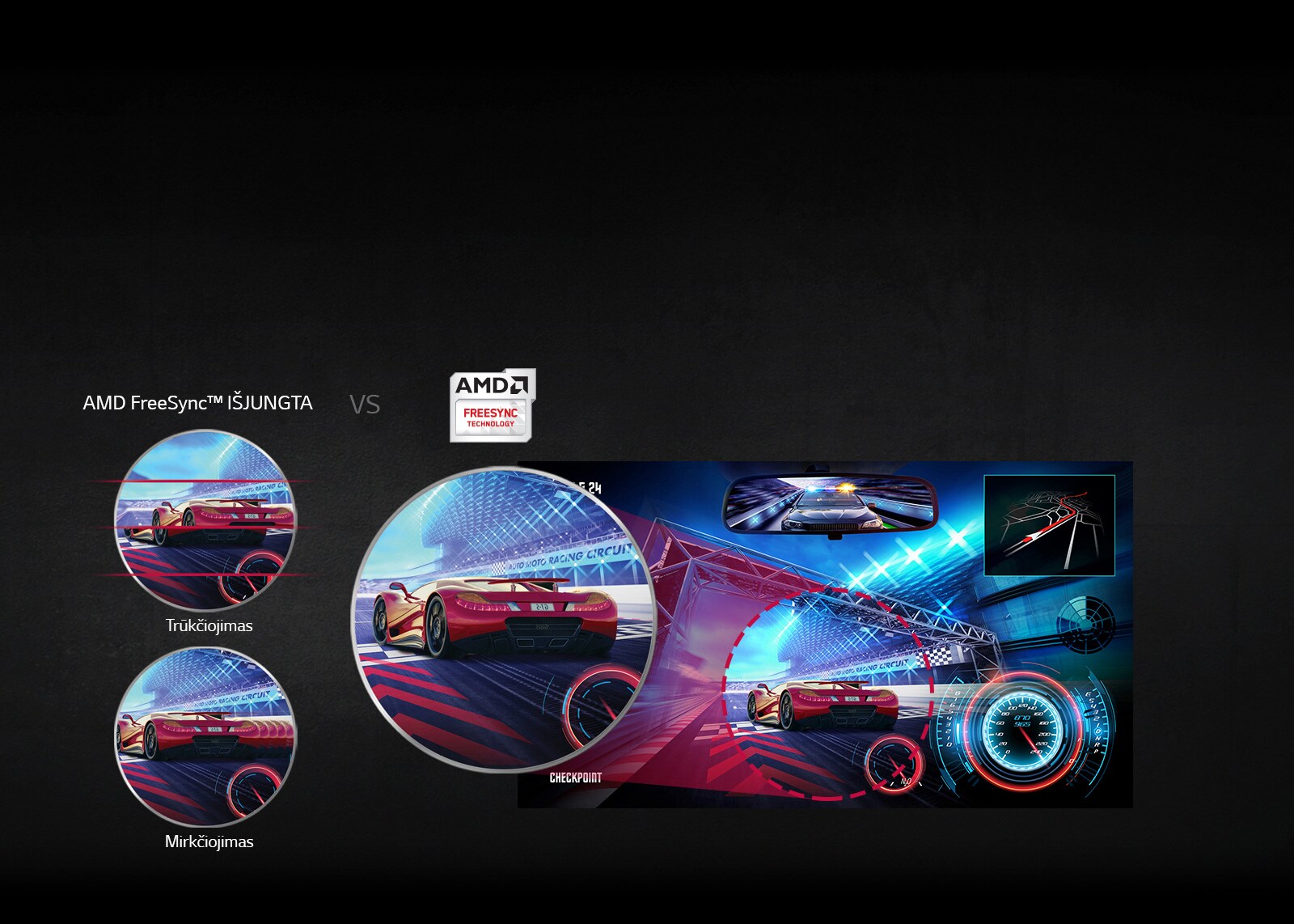 Technologija „AMD FreeSync™ užtikrina sklandų žaidimo vaizdo judėjimą