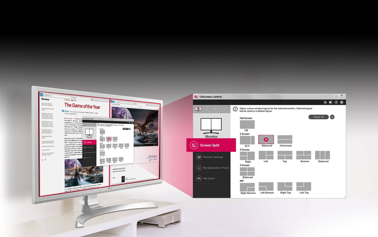 Įvairūs vaizdo ekrane perskyrimo būdai1