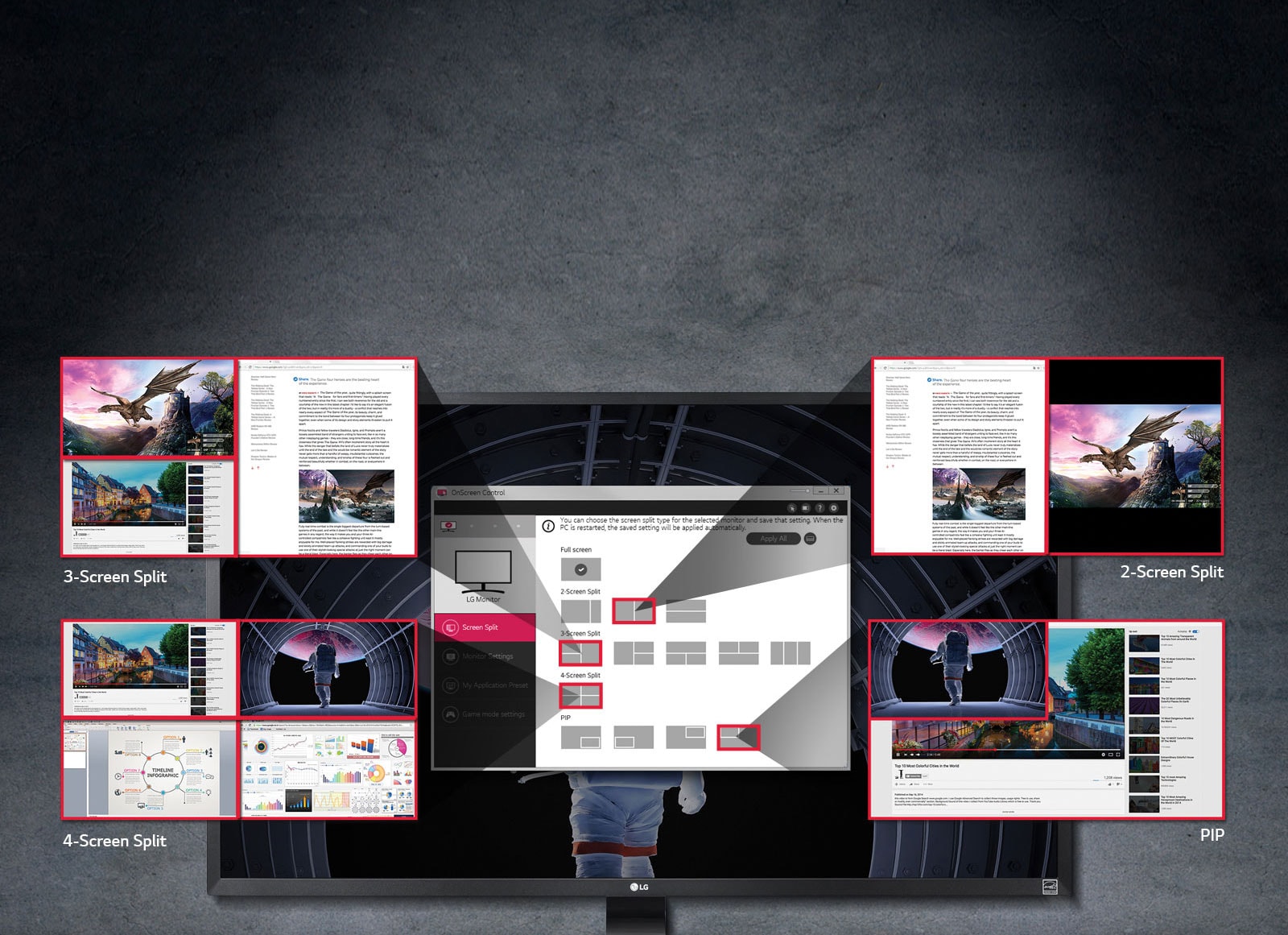 Įvairūs vaizdo ekrane perskyrimo būdai1