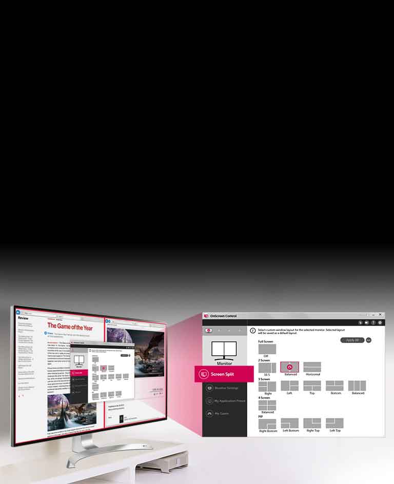 Įvairūs vaizdo ekrane perskyrimo būdai vos<br>2