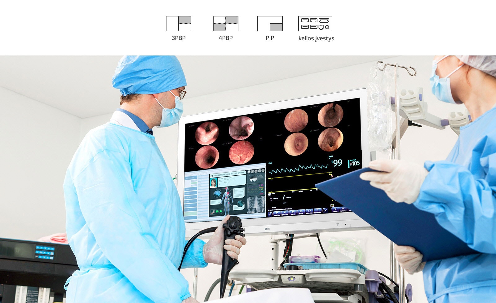 Keli signalai viename ekrane