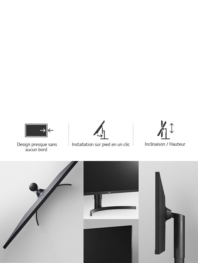 Ergonomiškas dizainas – praktiškai be rėmelio, „One Click“ stovas ir pavertimo reguliavimo funkcija