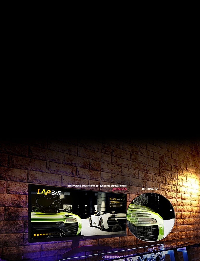 IPS žaidimų monitorius su 1 ms vaizdo susiliejimo dėl judėjimo sumažinimo funkcija