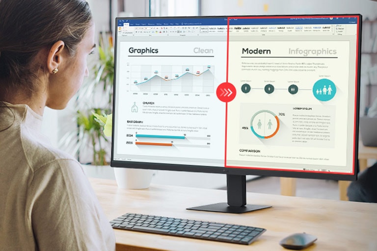 Dešinės pusės, kurioje taikomas skaitymo režimas, ir kairės pusės, kurioje netaikomas skaitymo režimas, lyginamasis vaizdas.		