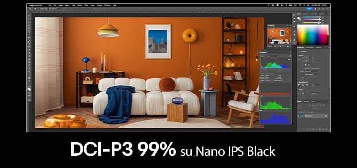 Viso dydžio ekrano vaizdas su ryškių spalvų dizaino programos langu.