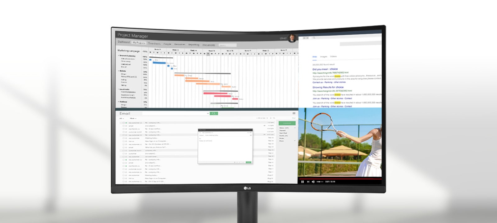 Animacija parodo, kad naudojant 21:9 kraštinių santykio ekraną jame vienu metu galima parodyti daugiau turinio.