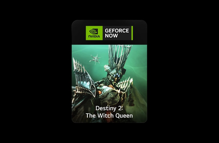 Yra vienas vaizdo blokas, kuriame yra „GeForce NOW“ logotipas ir žaidimo vaizdas.