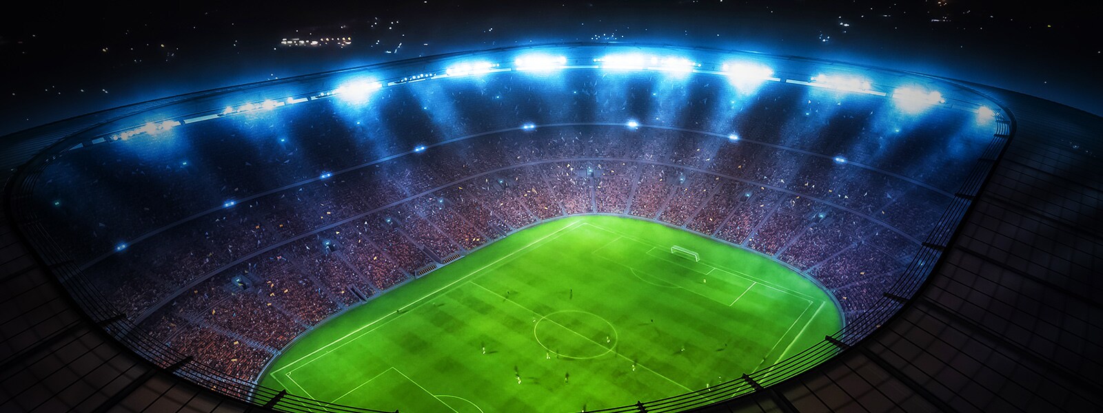 Futbolo stadiono vaizdas iš viršaus.