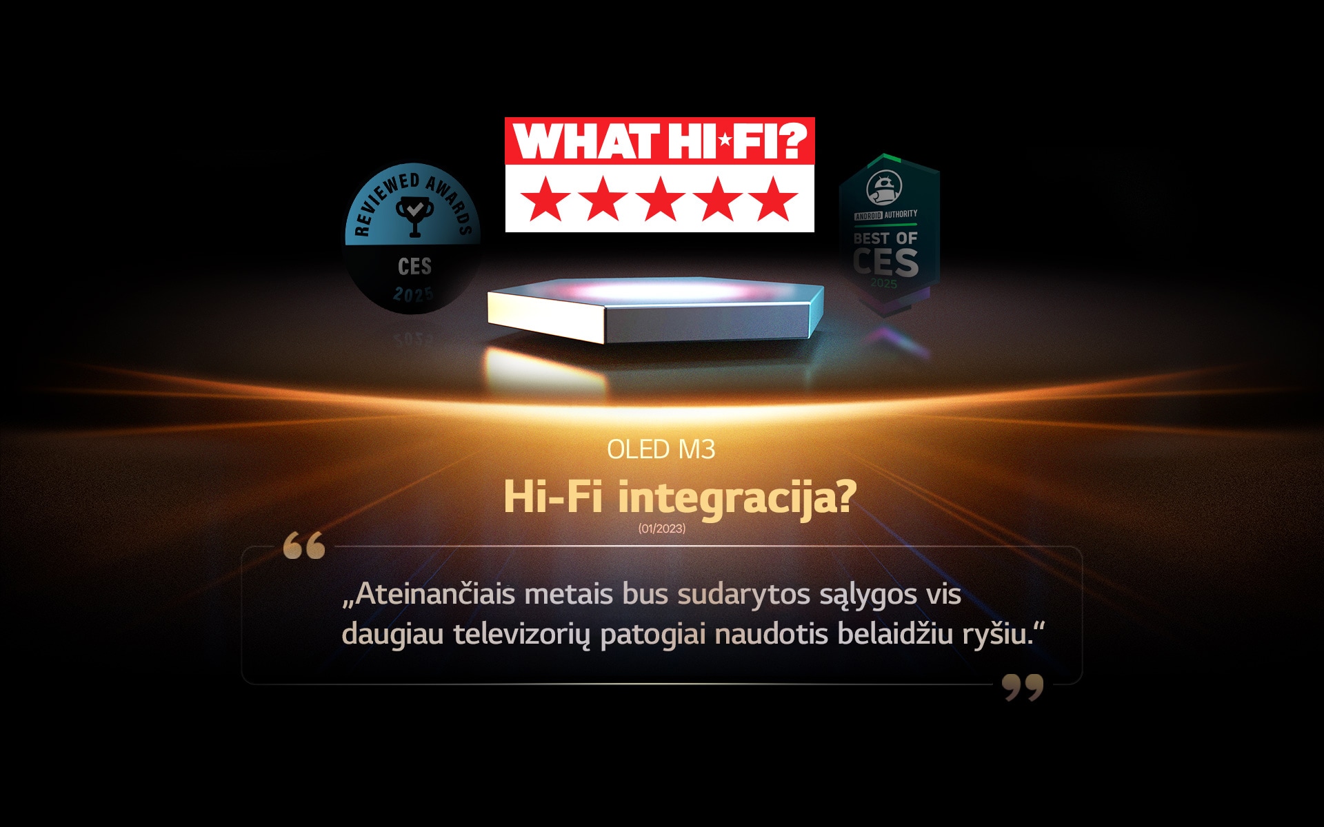 „What Hi-Fi“ OLED M3 skirtas apdovanojimas Jų apžvalgos ištrauka, atveria kelią tam, kad ateityje daugiau televizorių taptų patogiai belaidžiais.