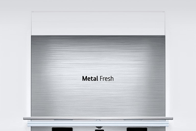 Metalinio „Metal Fresh“ skydelio vaizdas iš priekio su „Metal Fresh“ logotipu.