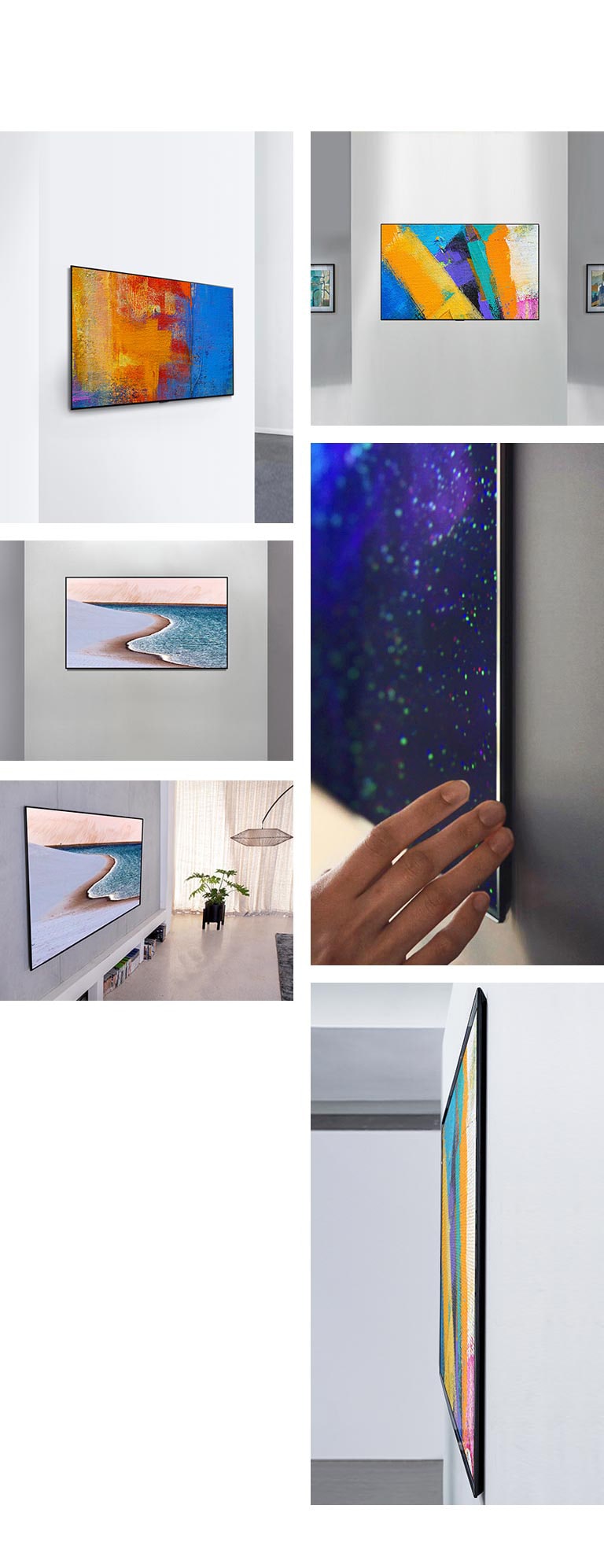 „LG Gallery Design TV“ vaizdas iš šono, kuris estetiškai iškyla iš sienos, tarsi meno kūrinys „LG Gallery Design TV“ vaizdas iš priekio, kuris estetiškai iškyla iš sienos, tarsi meno kūrinys. „LG Gallery Design TV“ vaizdas iš priekio, gerai derinantis su siena, rodo paplūdimio vaizdą. Iš arti matomas „LG“ galerijos dizaino televizoriaus vaizdas, gerai derinantis su siena ir rodantis galaktikos vaizdą. „LG Gallery Design TV“ vaizdas iš šono, gerai derinantis su siena, kuriame rodomas meno kūrinys „LG Gallery Design TV“ vaizdas iš šono, gerai derinantis su siena, kuriame rodomas meno kūrinys. „LG Gallery Design TV“ vaizdas iš šono, gerai derinantis su siena, rodo paplūdimio vaizdą.
