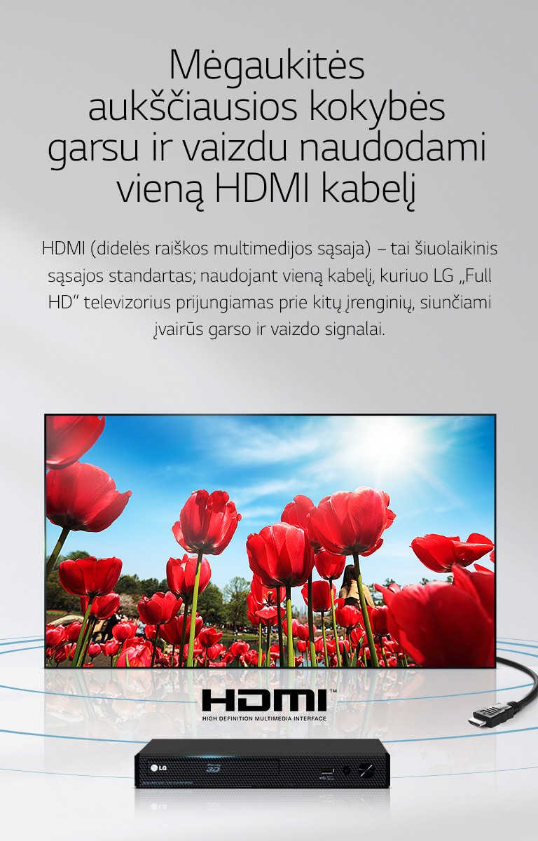 Mėgaukitės aukščiausios kokybės garsu ir vaizdu naudodami vieną HDMI kabelį