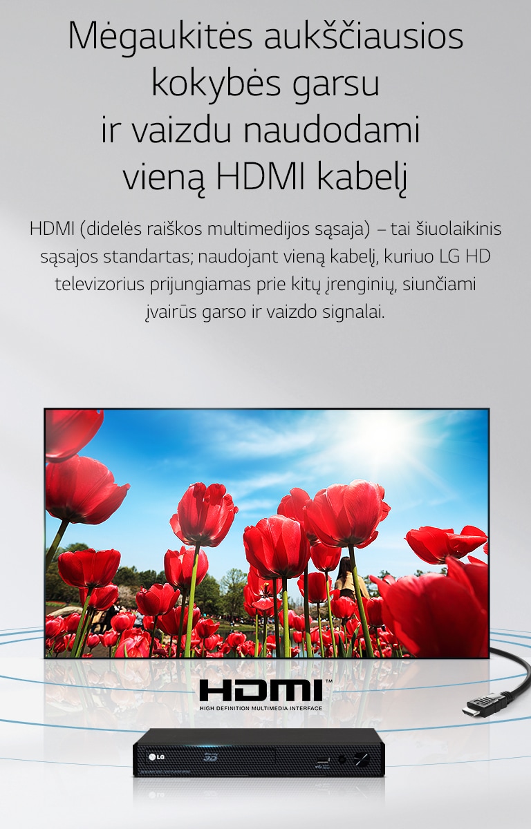 Mėgaukitės aukščiausios kokybės garsu ir vaizdu naudodami vieną HDMI kabelį