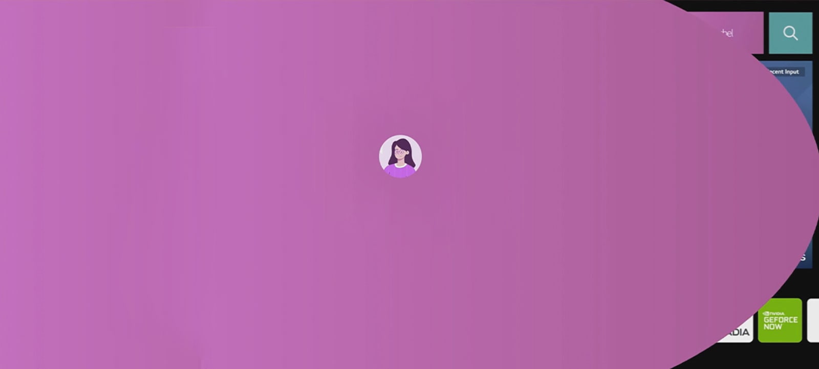 Vaizdo įraše rodomas LG „Ultra HD“ televizorius, kurio ekrane trys skirtingi profiliai, priklausantys vienai paskyrai