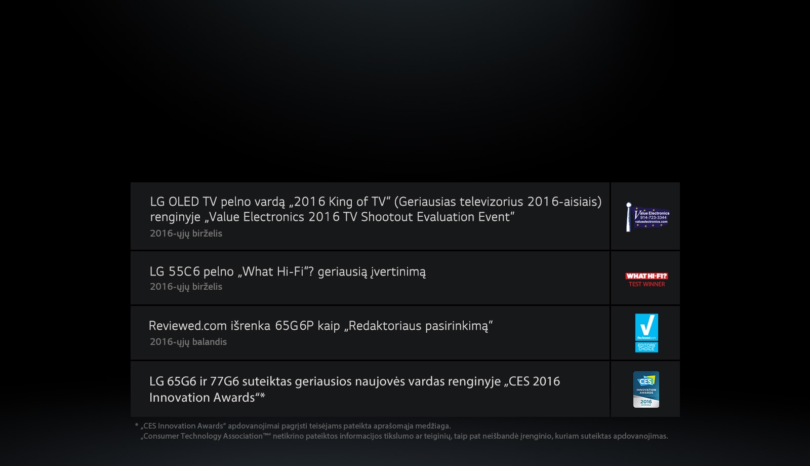 LG OLED TV pelno apdovanojimų ir sulaukia puikių atsiliepimų