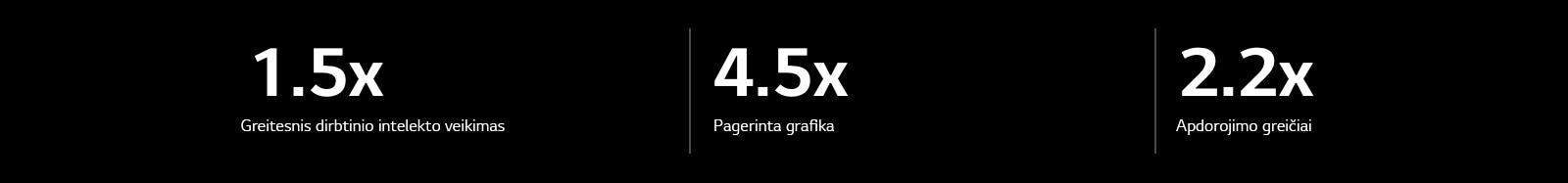 Toliau pateikiama „alpha 9“ DI procesoriaus specifikacija, palyginti su „alpha 5“ DI procesoriumi. „alpha 9“ turi 1,5 karto greitesnį dirbtinio intelekto veikimą, 4,5 karto geresnę grafiką, 2,2 karto spartesnį apdorojimą.