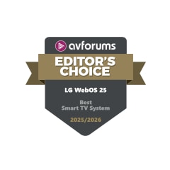 „AVForums Editor’s Choice“ ženklelis – geriausiai įvertinta išmaniosios TV sistema 8&nbsp;metus iš eilės, įskaitant 2025/26.