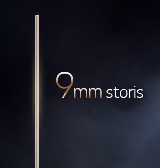 „LG OLED evo AI W6 Wallpaper TV“ (9&nbsp;mm storio) išryškina itin ploną šoninį profilį tamsiame fone, pabrėždamas sklandžią integraciją erdvėje dėl nepaprastai plono korpuso.