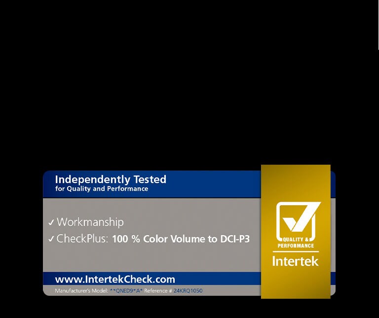 „Intertrek“ sertifikatas dėl 100 % spalvų spektro pagal DCI-P3.