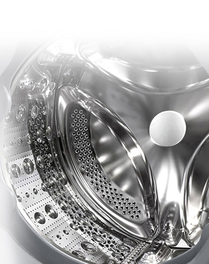 Skalbyklės vidus su nerūdijančiojo plieno kelimo elementais.