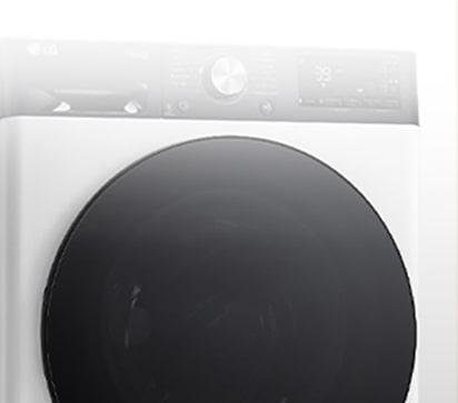 Aiškus skalbyklės su grūdintojo stiklo durelėmis vaizdas.