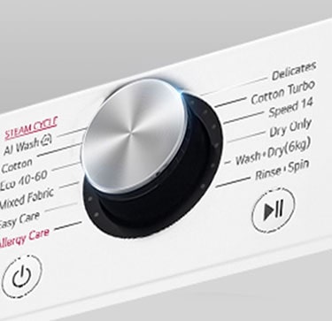 Išdidintas skalbyklės skydelio vaizdas su aiškiai matomu ekranu.