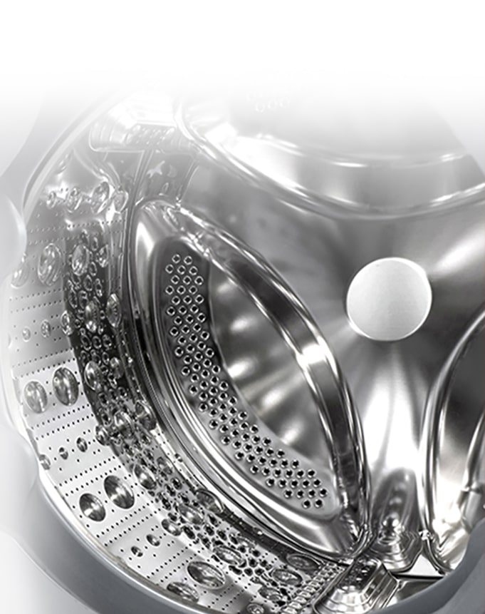 Skalbyklės vidus su nerūdijančiojo plieno kelimo elementais.