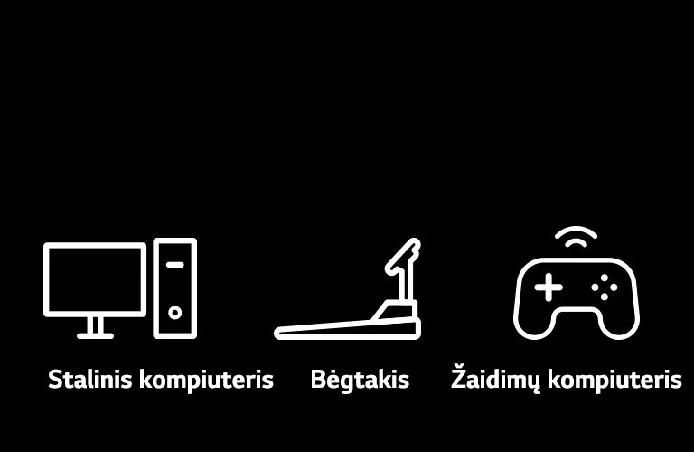 Piktogramos su staliniais kompiuteriais, bėgtakiais ir žaidimų kompiuteriu – įrenginiais, kurių atkuriamo garso galima klausytis pasinaudotus laidinio ir belaidžio prijungimo funkcija.