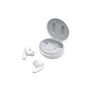 LG TONE Free UFP9W, Atidaryto dėklo vaizdas 15 laipsnių kampu iš šono, abiejų pusių ausinukai padėti priešais šį dėklą., TONE-UFP9W, thumbnail 14