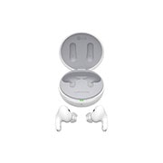 LG TONE Free UFP9W, Atidaryto dėklo vaizdas iš šono, abiejų pusių ausinukai padėti priešais šį dėklą., TONE-UFP9W, thumbnail 15