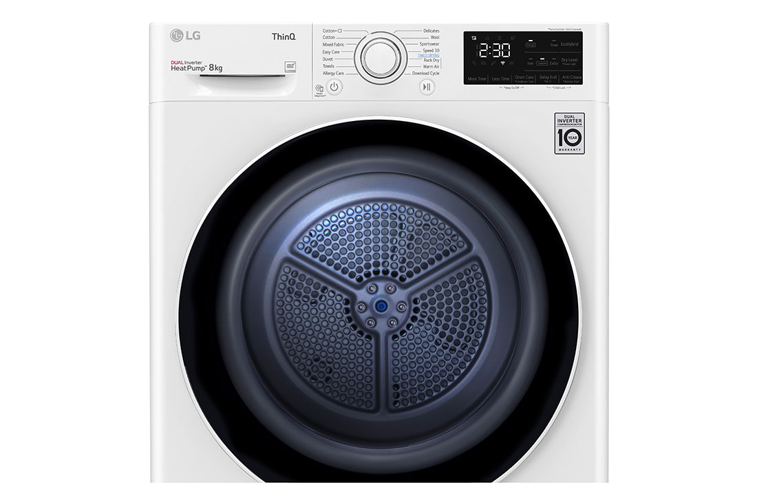 LG džiovyklė 8kg | RH3 serijos | D | Baltas | DUAL Inverter Heat Pump | WiFi | Auto Cleaning Condenser | Smart Pairing | RH80V3AV6N , RH80V3AV6N, RH80V3AV6N, thumbnail 5