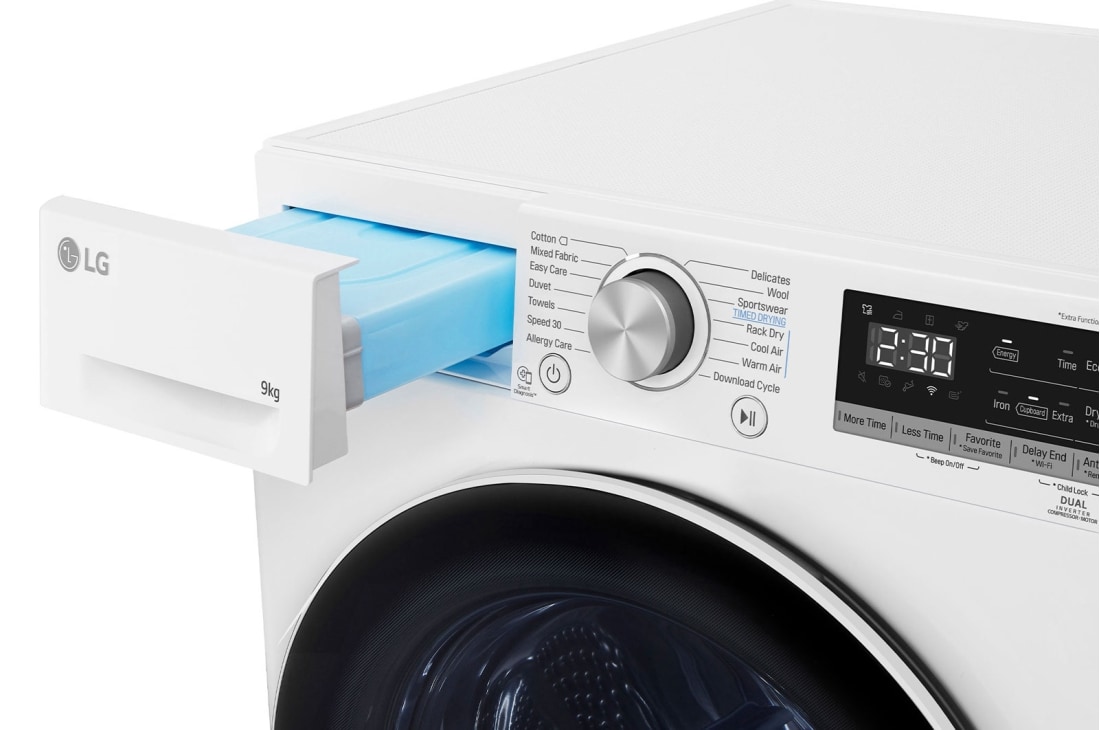 LG džiovyklė 9kg | RH9 serijos  | C | Baltas| DUAL Inverter Heat Pump | WiFi | Auto Cleaning Condenser | Smart Pairing | RH90V9AV4N, RH90V9AV4N, thumbnail 4