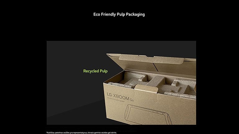 LG XBOOM Go dėžė.