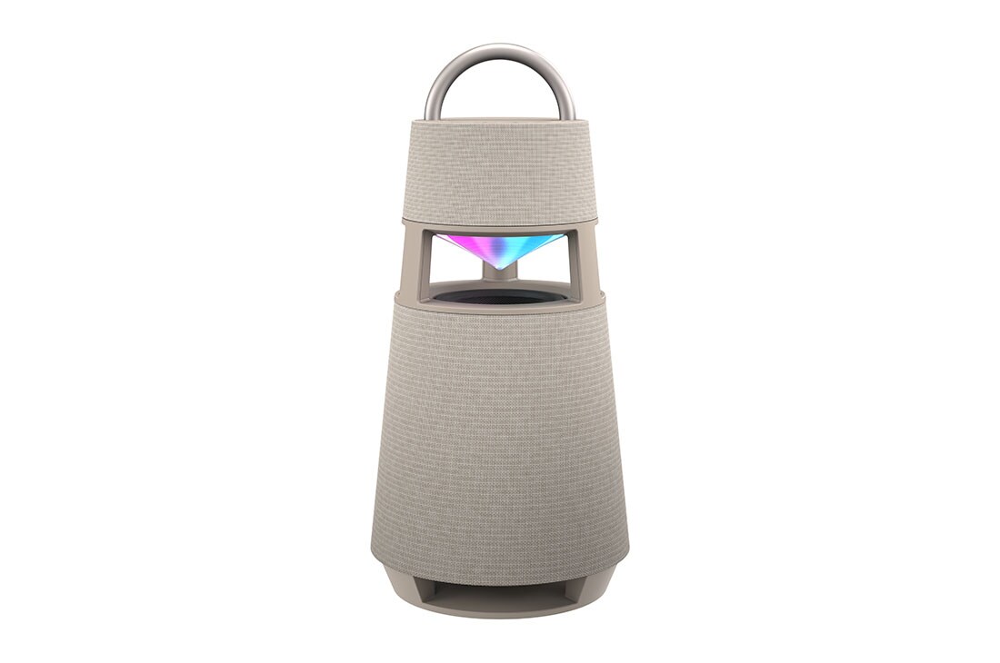 LG XBOOM 360 RP4BE Smėlio, Vaizdas iš priekio su violetinės spalvos gradiento apšvietimu, RP4BE, thumbnail 12
