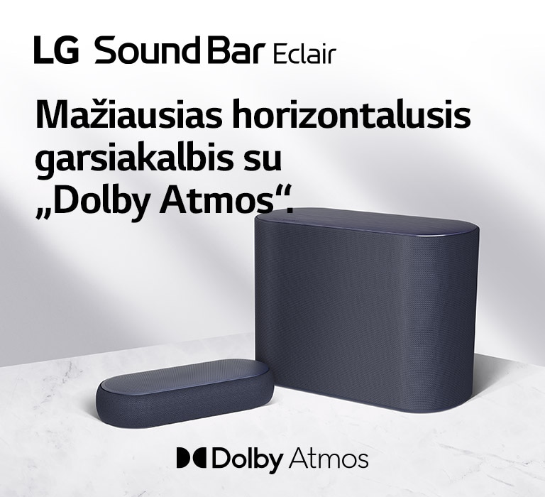 Horizontalusis garsiakalbis ir žemadažnis garsiakalbis, pastatyti ant marmurinių grindų; horizontalusis garsiakalbis ir žemadažnis garsiakalbis nukreipti į priešingas puses