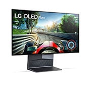 LG OLED Flex, Į dešinę nukreiptas „Flex“ pavaizduotas 45 laipsnių kampu, su visiškai plokščiu ekranu, iškeltu aukštyn., 42LX3Q3LA, thumbnail 3