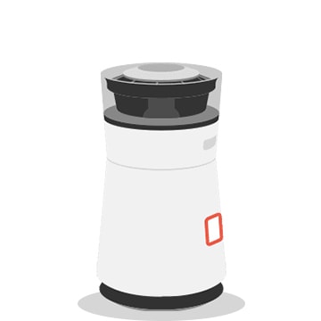 Čia vaizduojamas oro valytuvas5 ir jo QR kodo lipduko vieta.