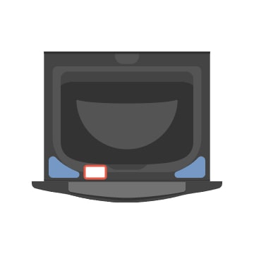 Čia vaizduojamas „Mini Wash1“ ir jo QR kodo lipduko vieta.