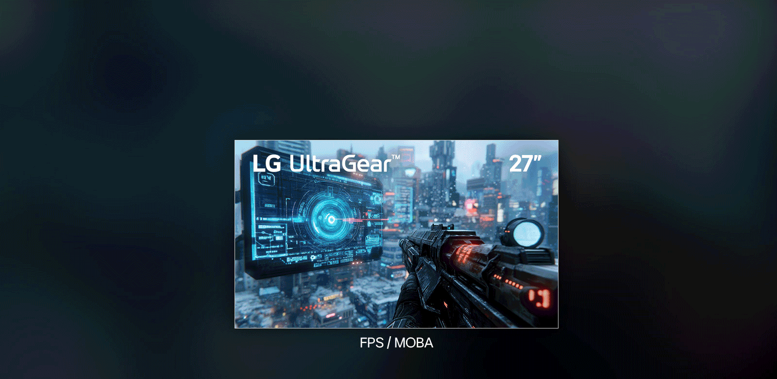 Įvairių dydžių LG UltraGear monitorių vaizdo įraše rodomi įvairūs žaidimų žanrai.	