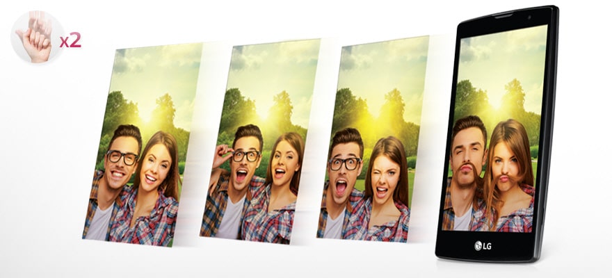 5 megapikselių priekinė kamera su „Gesture Interval Shot funkcija