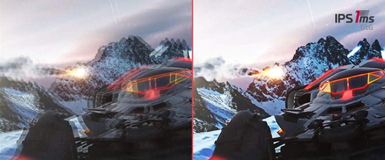 Vaizdo įrašas skirtas palyginti liekamojo vaizdo efektą IPS 5 ms ir IPS 1 ms atveju.	