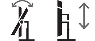 Pakreipimo / Reguliuojamo aukščio piktograma.