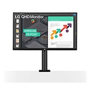 LG 27 colių Ergo LED monitorius, Vaizdas iš priekio, monitoriaus petys centre, 27QN880-B, thumbnail 2