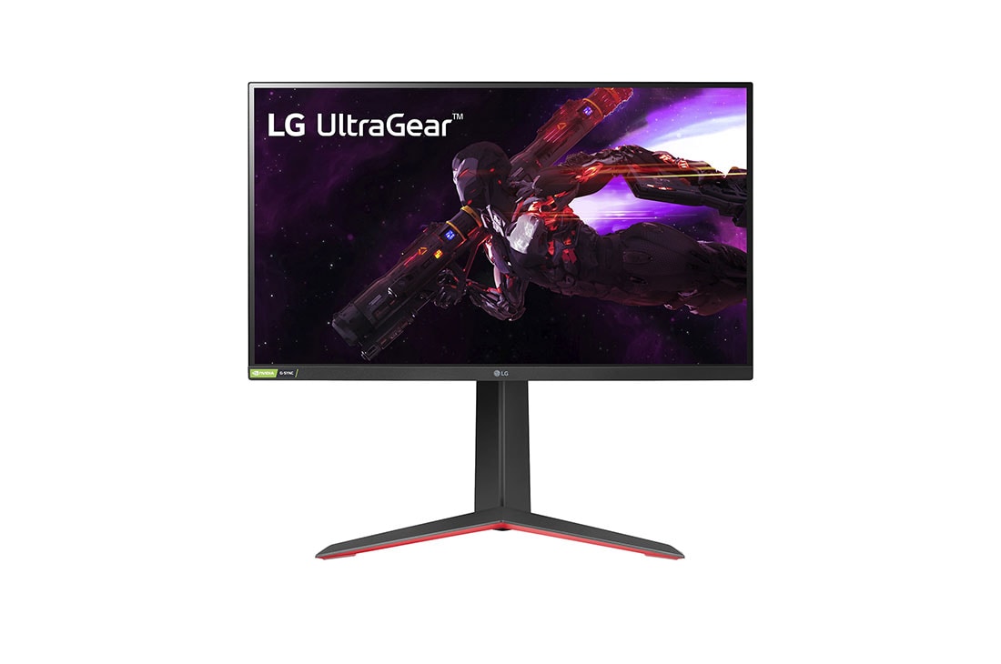 LG 27 col. „UltraGear™ Nano IPS“ 1 ms žaidimų monitorius, suderinamas su NVIDIA® G-SYNC®, vaizdas iš priekio, 27GP850-B